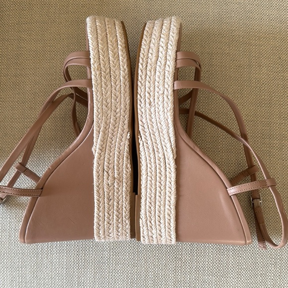 Steve Madden Platform Tan and Cream Espadrille Wedge Sandals - Picture 4 of 6